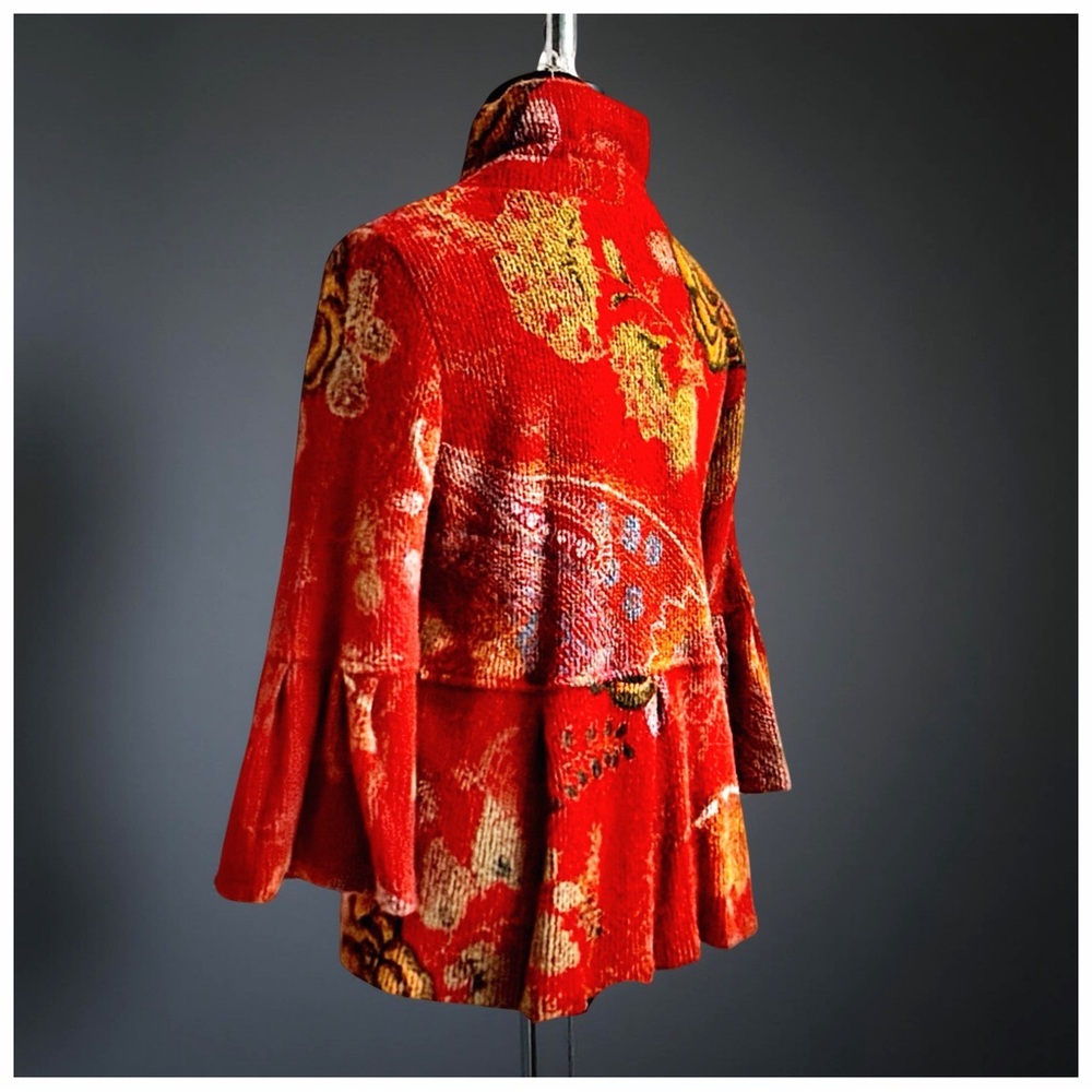 Damee Inc. Artful Textured Cardigan – Red Multi (Size Small) - Picture 6 of 13